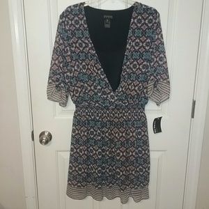 En Focus Studio Boho navy blue patterned dress
